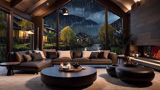 Unique Thunder and Rainstorm Sounds at Night in a Luxurious Cozy Lodge  Fall Asleep Fast