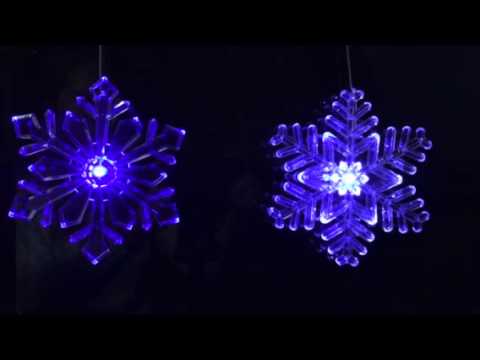 Lighted Outdoor Snowflake Ornament - Size 6 inches Blue//White Transitioning LED with 6 Hr Timer Design 2