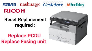MP 2014D Ricoh, Reset replacement required: Replace pcdu, Replace fusing unit.