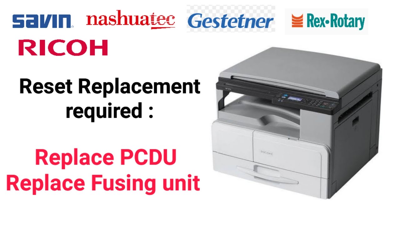 MP 2014D Ricoh, Reset replacement required: Replace pcdu, Replace fusing unit.