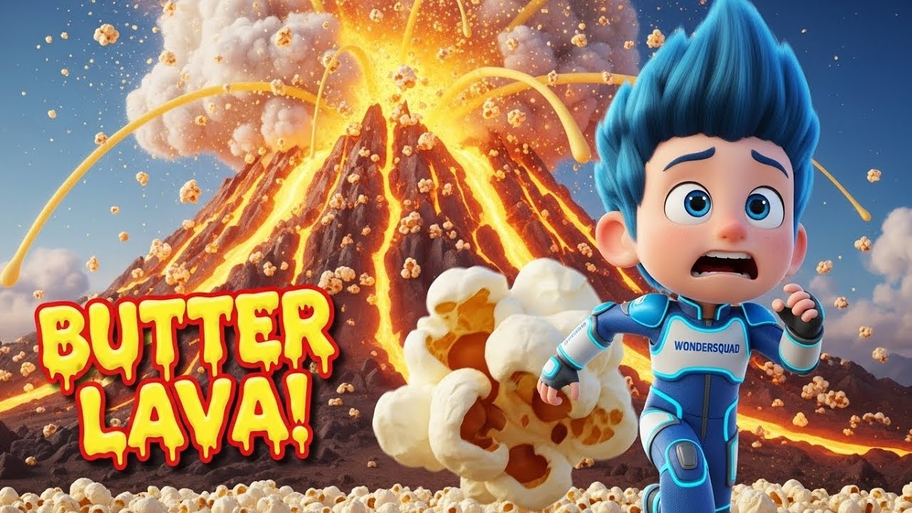 GIANT POPCORN VOLCANO ERUPTION! 🍿 Butter Lava Rescue | WonderSquad