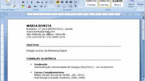 Como colocar no currículo o pacote Office?