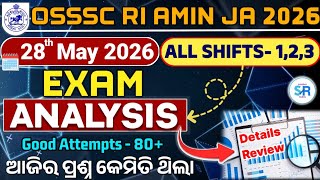 RI Exam Analysis 28 May 2026 || Today Exam Analysis OSSSC RI AMIN 2026 ||Solution Routes
