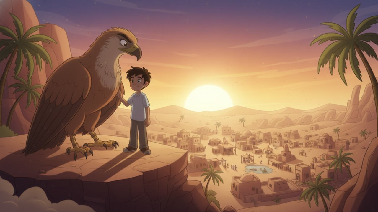 قصة_عنطر الذكي وطائر الرخ العملاق!!