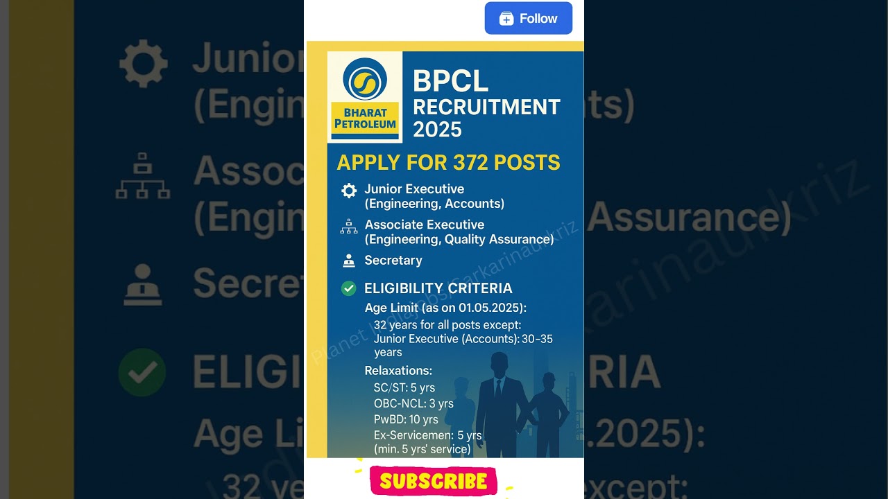 BPCL 2025 Recruitment 🔥 | 372 Posts | Apply by 27 June! | Junior/Associate Exec & Secretary