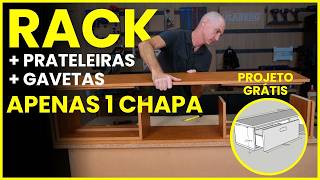 Projeto Grátis: Rack + Prateleiras com 1 Chapa de MDF