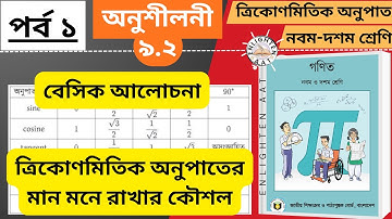 class 9-10,math,chapter 9.2/৯ম-১০ম শ্রেণি গণিত অনুশীলনী ৯.২ ত্রিকোণমিতিক অনুপাতের মান বের করার কৌশল
