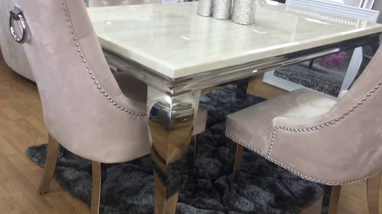 Liyanna Cream Marble Top Dining Table Set YouTube