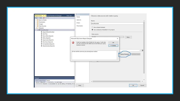SSRS Error - Item with same key has been added