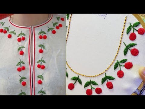 Very attractive, simple and easy neck hand embroidery design for Tops - Kurti  embroidery - YouTube