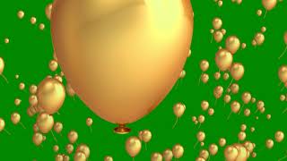 Gold Balloons Flying Green Screen - Free Stock Footage