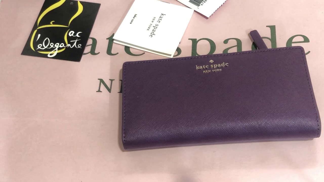 Kate Spade large slim bifold wallet Violet - YouTube