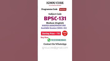 BPSC 131 Solved Assignment PDF 2024-25 in English, BAPSH program BPSC-131 Solved assignments