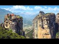 Meteora monasteries in kalabaka greece  mountain climbing  monasteries on top of the rocks 