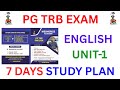 PG TRB ENGLISH | UNIT 1 BOOK | ONE WEEK STUDY PLAN | 9790899652 |
