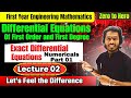 Lec 02. Differential Equations of First Order and First Degree|Exact Differential Equations |Part 01