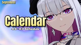4.5 - 4.7 Roadmap | Sept Calendar HSR