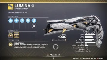 Lumina Exotic Weapon & Catalyst – Destiny 2