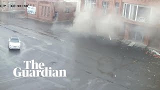 Azerbaijan: footage shows shelling in city of Ganja