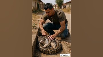 Saved a Cat from a Giant Python! 😱🐱 #cat #shorts #viralvideo