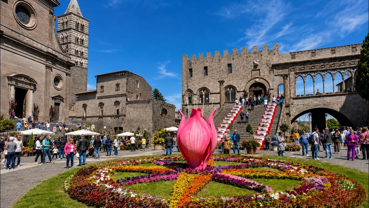 Viterbo, Italy 🇮🇹 San Pellegrino in Fiore Flower Festival | The Medieval City of the Popes | 4K – Video