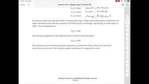 Lesson 7.3.2 - Hypothesis Tests for a Population Proportion Lesson 2