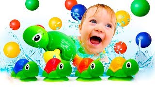 baby bathtime routine learn numbers and colors with bathtub toys for kids