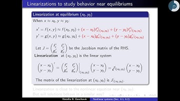 Nonlinear systems 2: pp. 5-6 (Linearizations; Example)