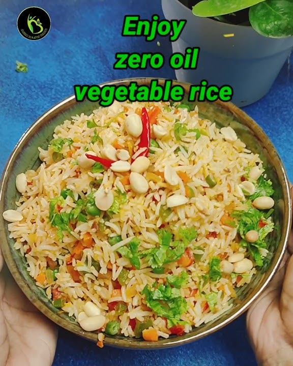 Zero Oil Vegetable Fried Rice | How can I cook rice without oil | जीरो ऑयल कुकिंग रेसिपी #shorts