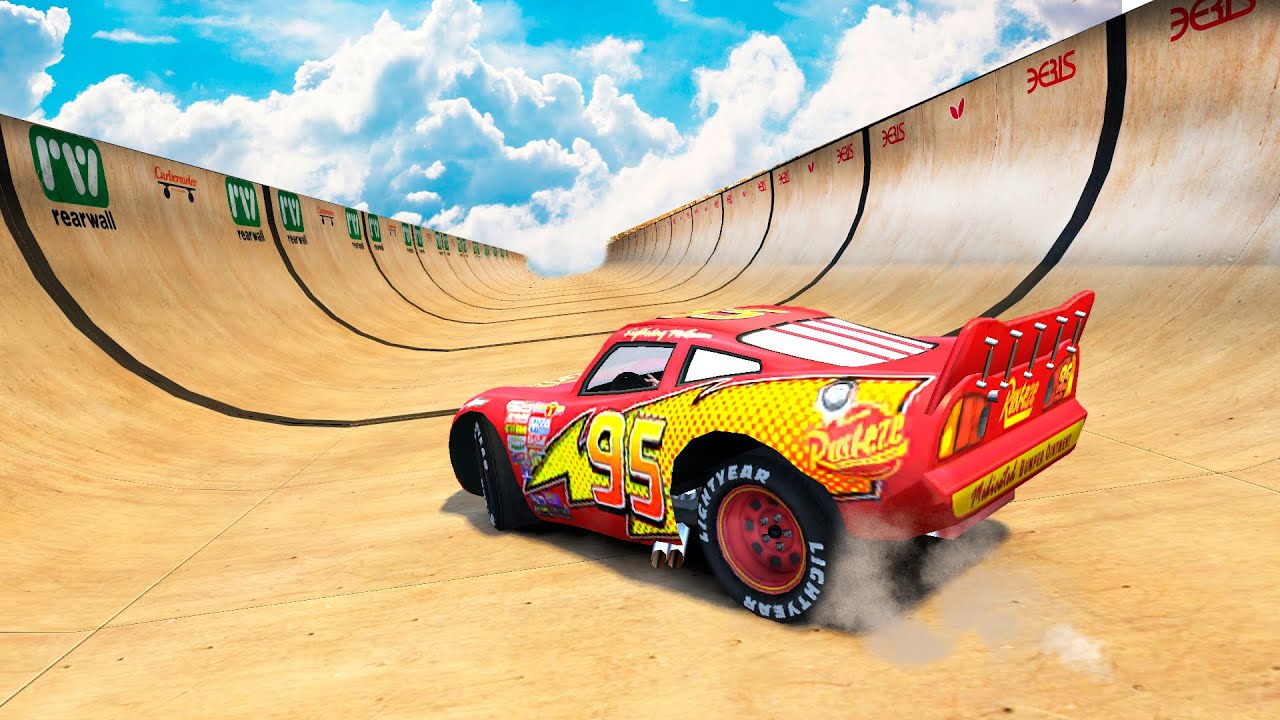 GTA 4 Lightning McQueen Mega Ramp Crash Testing #1