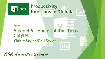 MS Excel - in Sinhala - Video 4.5 -  Home tab functions : Styles (Basic)