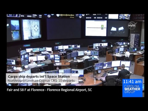 Northrop Grumman Cygnus CRS-10 Cargo Craft departs from the ISS
