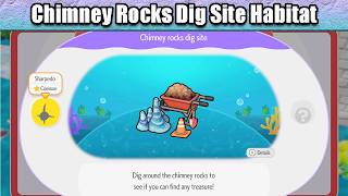 How to build the Chimney Rocks Dig Site habitat for Sharpedo | Pokemon Pokopia Bubbly Basin DLC