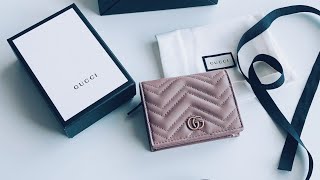 gg marmont card case dusty pink