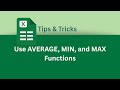 How to Use AVERAGE, MIN, and MAX Functions in Excel | Excel Tips & Tricks