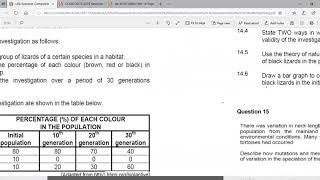 Evolution, application questions on speciation Grade 12 Life Science