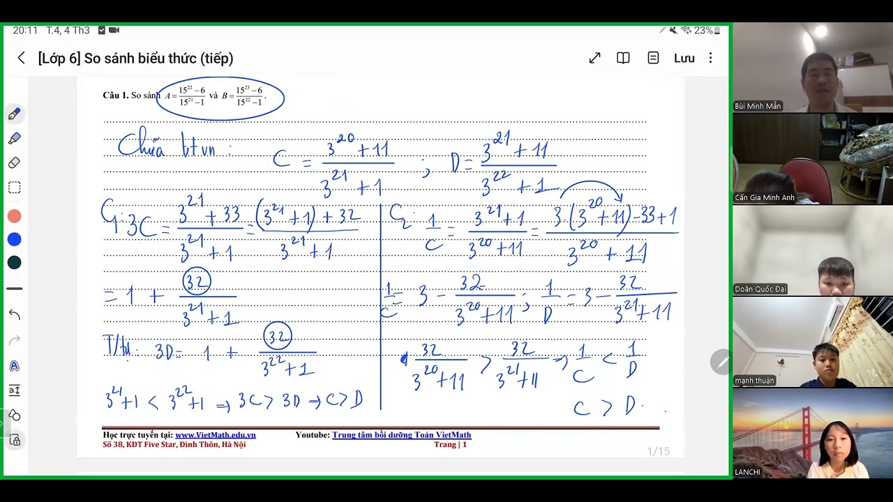 [Bồi dưỡng HSG - thi Chuyên toán 6] So sánh 2 biểu thức (tiếp) - thầy Bùi Minh Mẫn