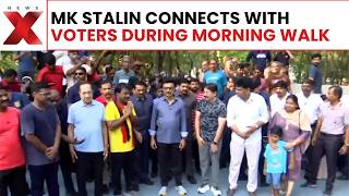 TN CM and DMK Chief MK Stalin interacts with people in Chennai during his morning walk campaign