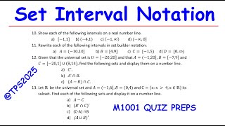 SET INTERVAL NOTATION - M1001 TUTORIAL SHEET 1 JULY 2025