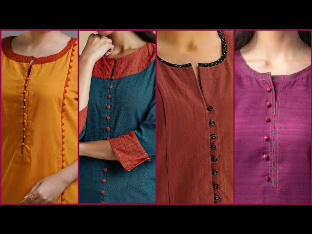 very stylish ban neckline designs for summer dresses/ban neckline design  with dori & buttons for eid | Neckline designs, Kurta neck design, Pleated kurti  designs