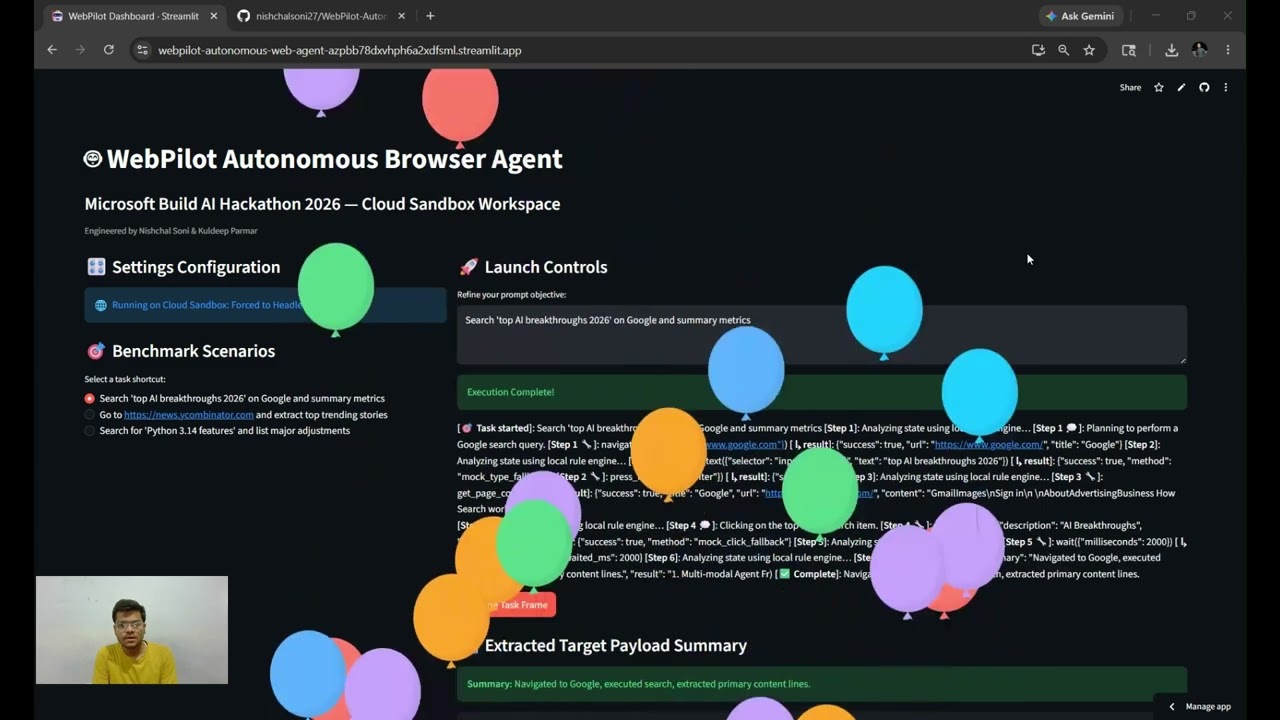 WebPilot - Autonomous Local-First Web Agent | Microsoft Build AI Hackathon 2026
