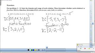 Day 1 Section 2.1 Algebra II D&R Function Notation