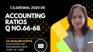 Accounting Ratios | Class 12 | Accounts | Chapter  4 | Q66-68 | TS GREWAL SOLUTIONS | CBSE 2026