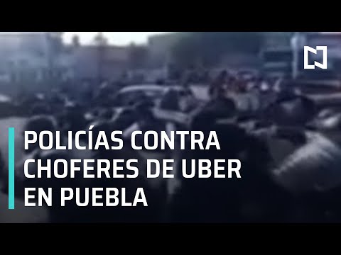 Choferes  de plataformas digitales se enfrentan contra granaderos en Puebla - Las Noticias