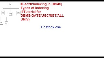 #Lec20:Indexing in DBMS| Types of Indexing |#Tutorial for DBMS(GATE/UGC/NET/ALL UNIV)Hostbox cse