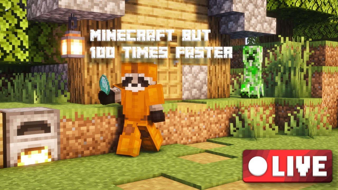 I played Minecraft BUT it was 100x faster!! PT.1 (Shorts Live Stream)
