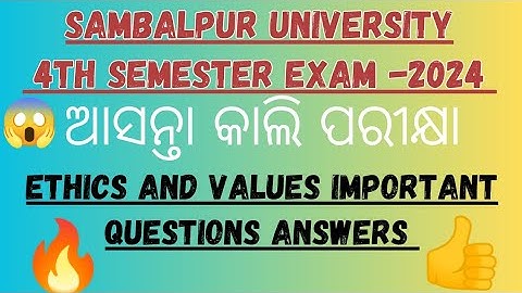 🔥+3 2nd year l 4th semester exam | ethics and values selected question | Utkal University #exam