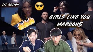 ENG🔥[LIT Action] Maroon5 - Girls Like You ft. Cardi B (Korean Reaction)