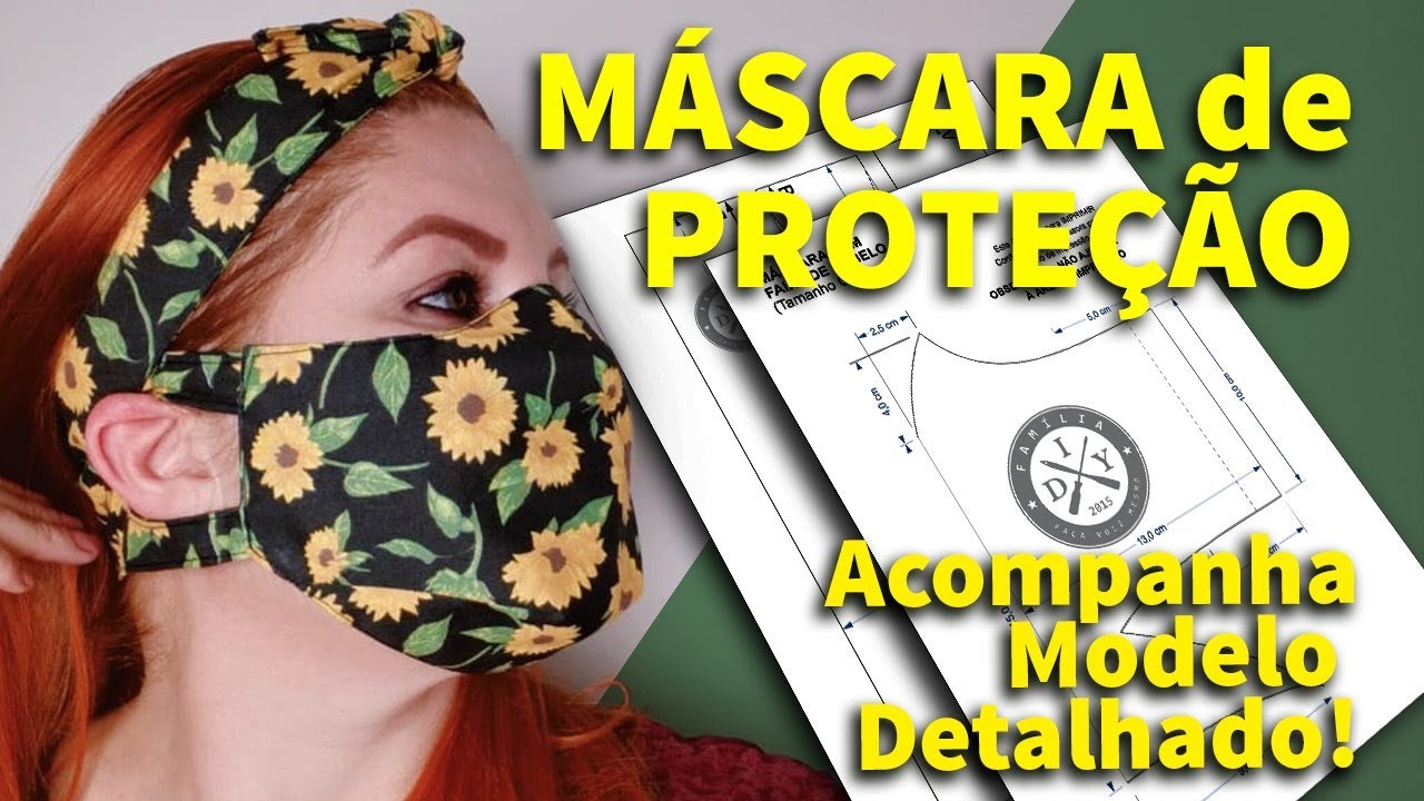MÁSCARA DE PROTEÇÃO COM FAIXA DE CABELO - FAMÍLIA DIY