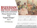 Tchaikovsky prince gremins aria from eugene onegin russian diction guide